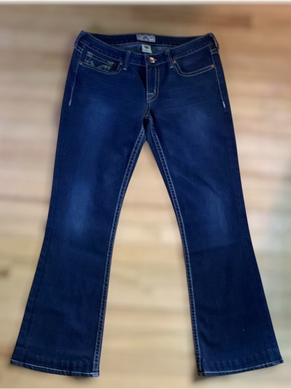 PRVCY Women's Boot Cut Jeans - Dark Blue